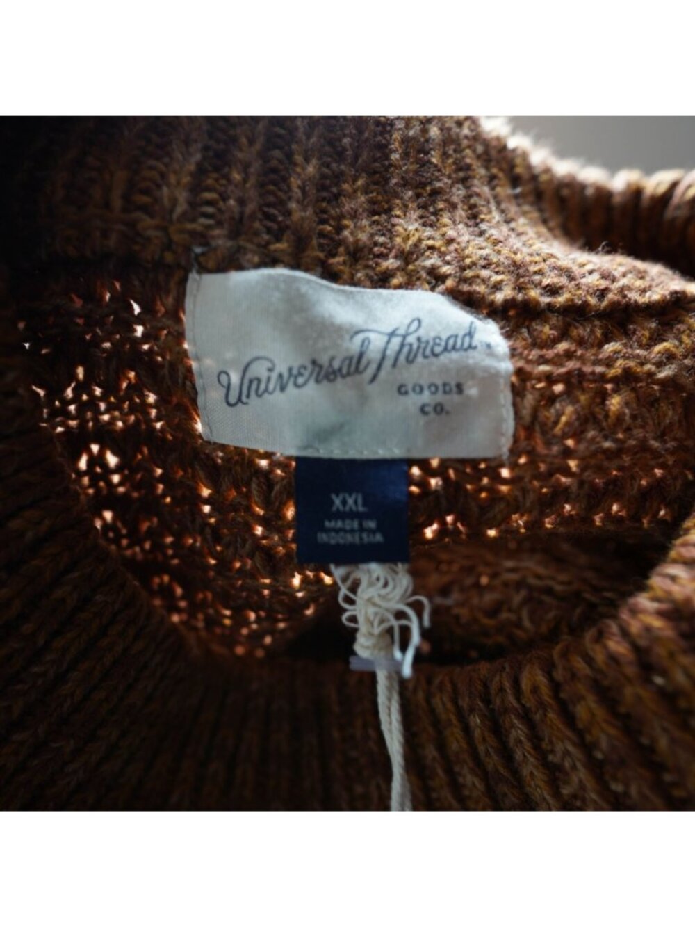 NWT Universal Thread Cropped Sweater Womens XXL Brown Marled Knit Crewneck Boho - Picture 4 of 9